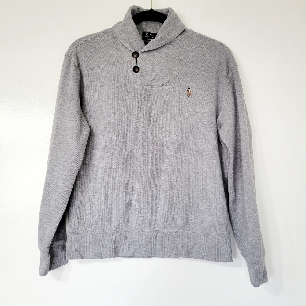 Polo by Ralph Lauren Jersey Shawl Collar Pullover in Gray Size S